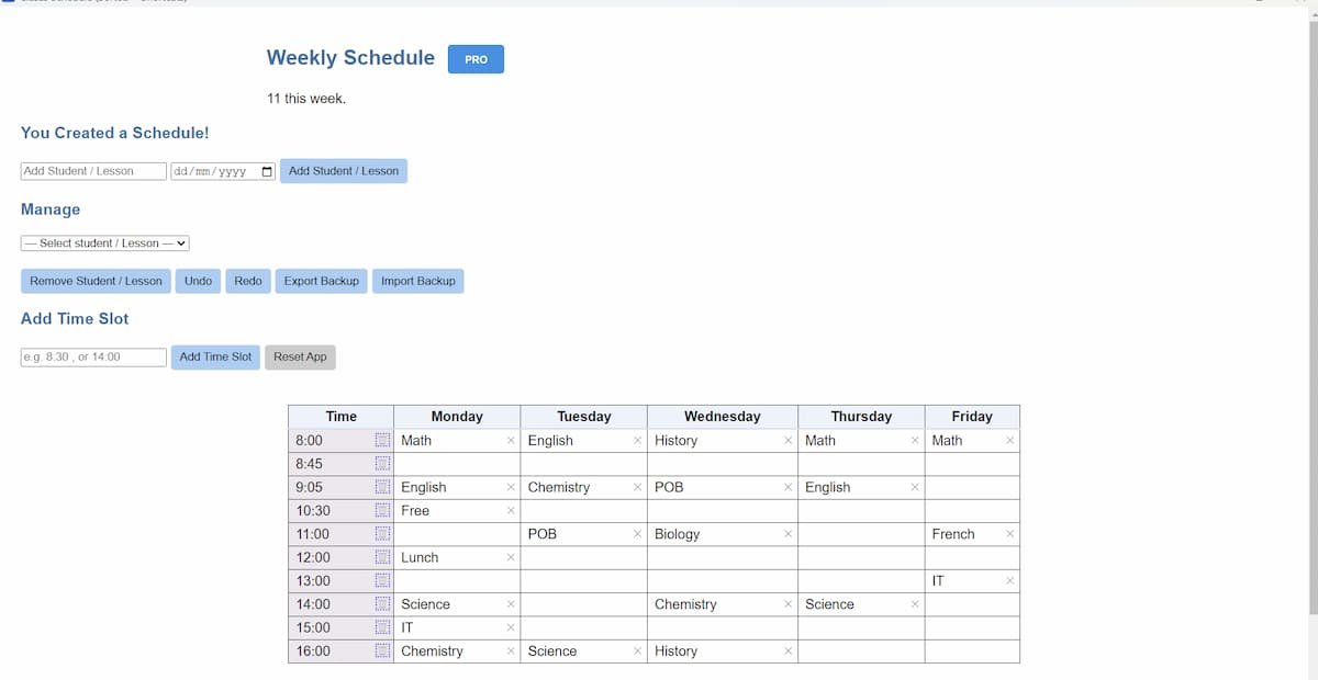 class schedule maker